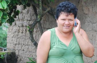 Lucy on her mobile phone